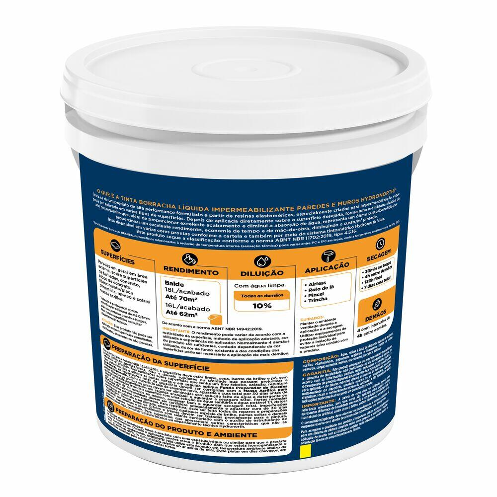 Tinta Paredes e Muros 18L Branco Acetinado Hydronorth
