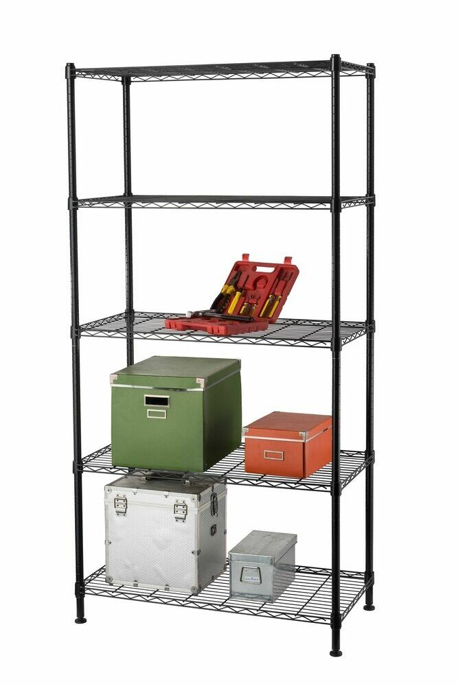 Estante Supreme 90x35x180cm Preto Casa&Ideia
