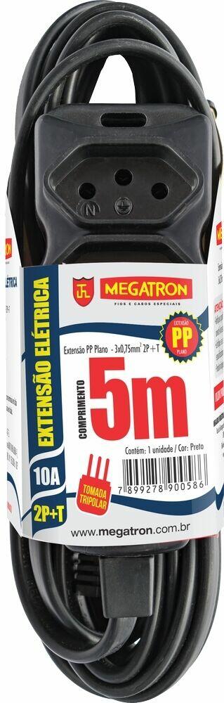 Extensão Megatron 3x0,75mm 5m PP