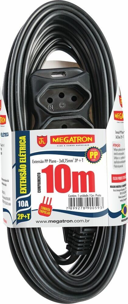 Extensão Megatron 3x0,75mm 10m PP