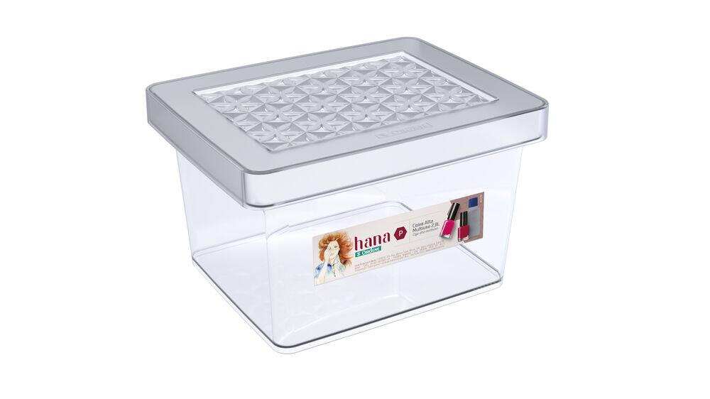 Caixa Alta com Tampa Hana P 2,8L Cristal 15,5x20x12