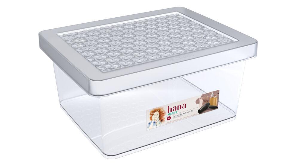 Caixa Alta c/Tampa Hana Cristal G 18L 31,5x40,5x19,2cm