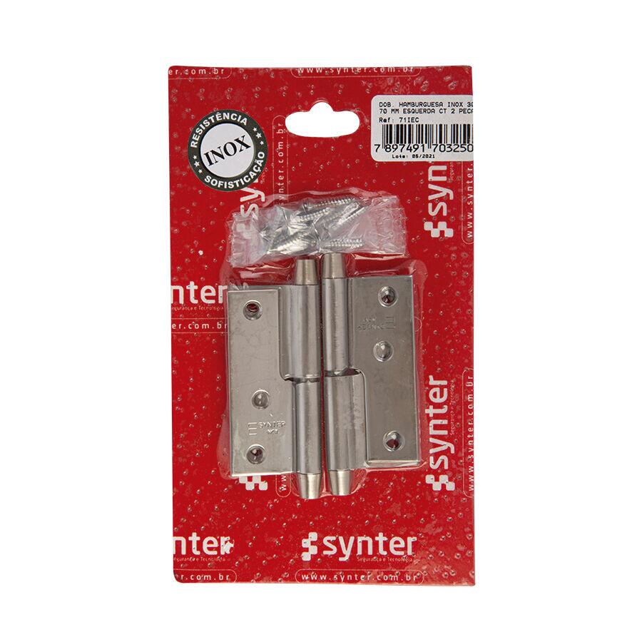 Dobradiça Hamburguesa Esquerda Inox 70mm Synter