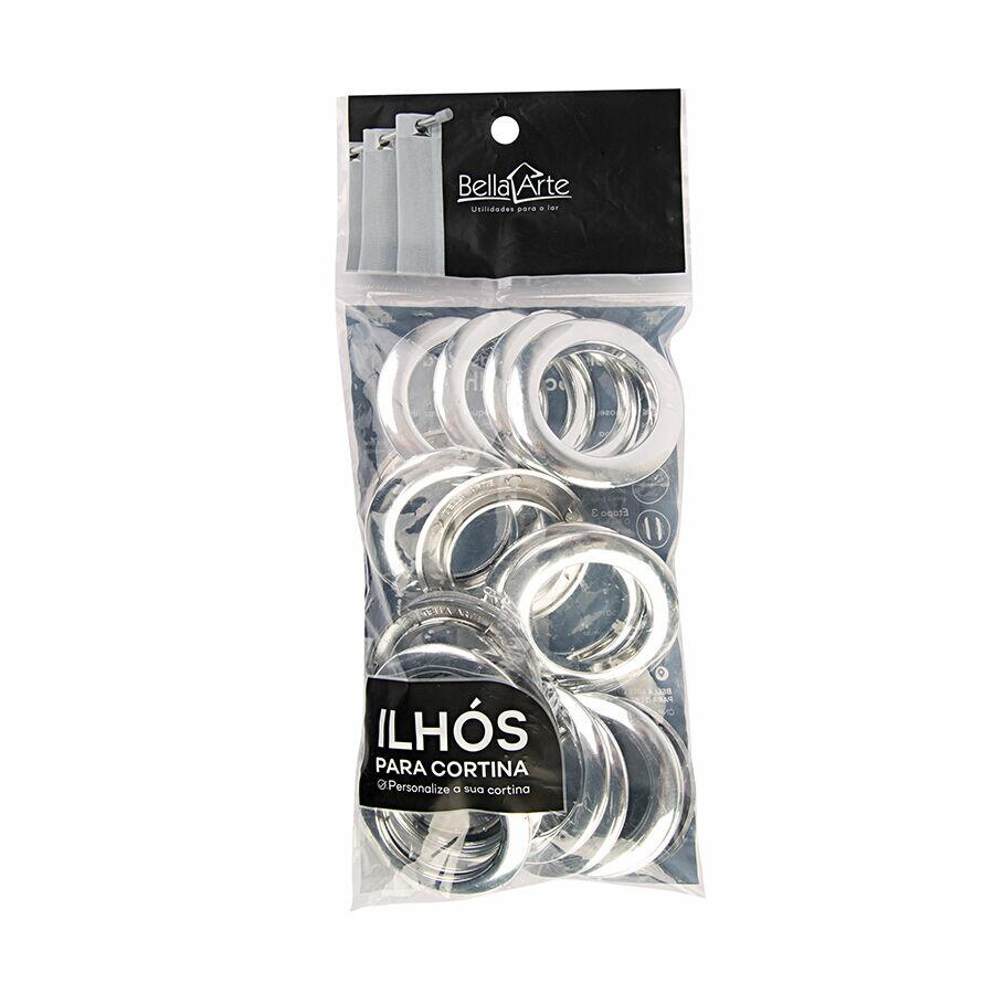 Kit de Ilhós para Cortina 28mm com 10 Peças Cromado Bella Arte