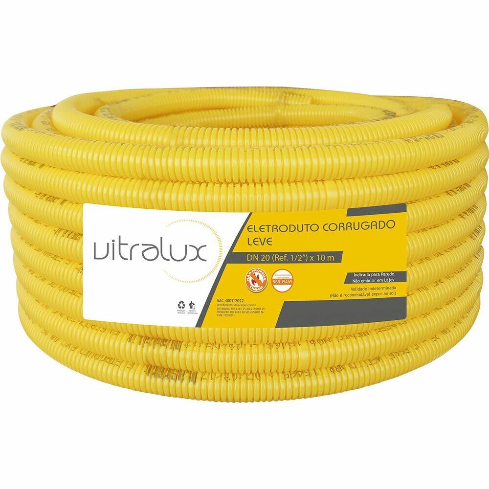 Eletroduto Corrugado 20mm PVC Flex Amarelo 10m Vitralux