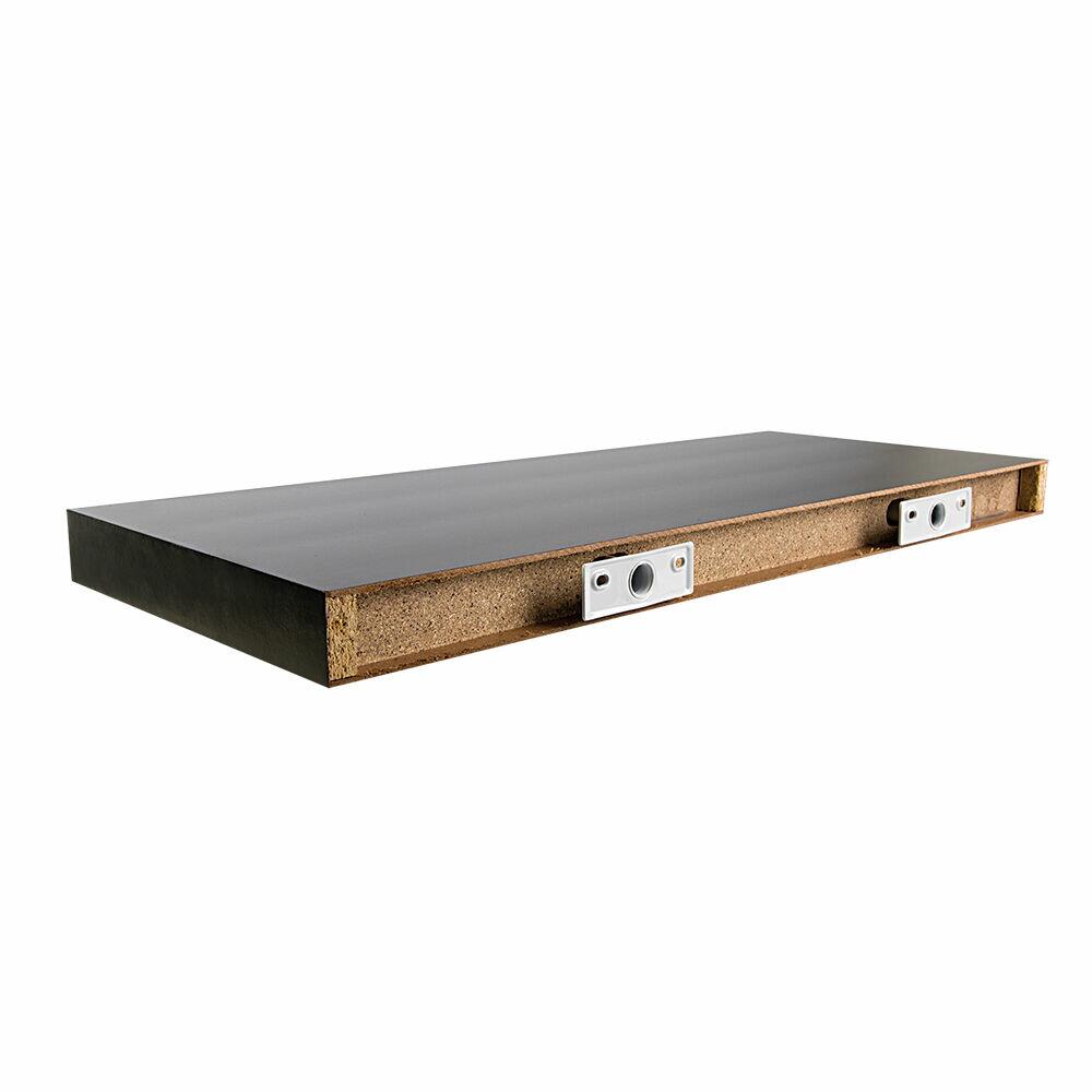 Prateleira Tendenza Reta com Suporte 25x60cm Preta Prat-K