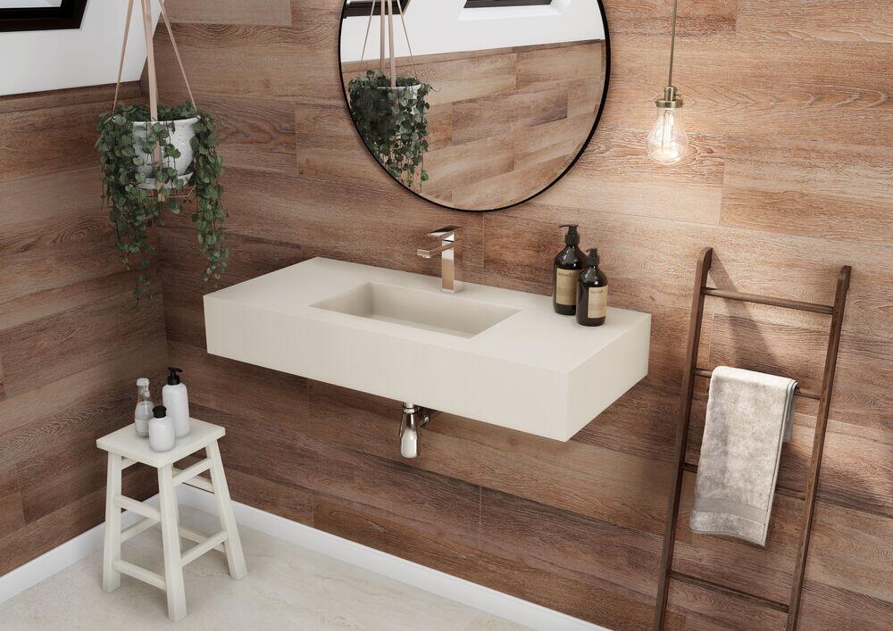 Bancada de Porcelanato para Banheiro Fit White Natural 100x45x15cm Portobello