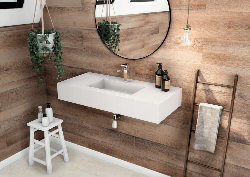 Bancada de Porcelanato para Banheiro Fit White Natural 80x45x15cm Portobello