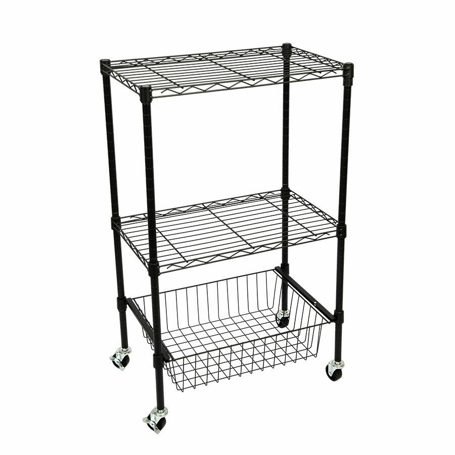 Carrinho Multiuso Supreme 80x35x55cm Preto Casa&Ideia