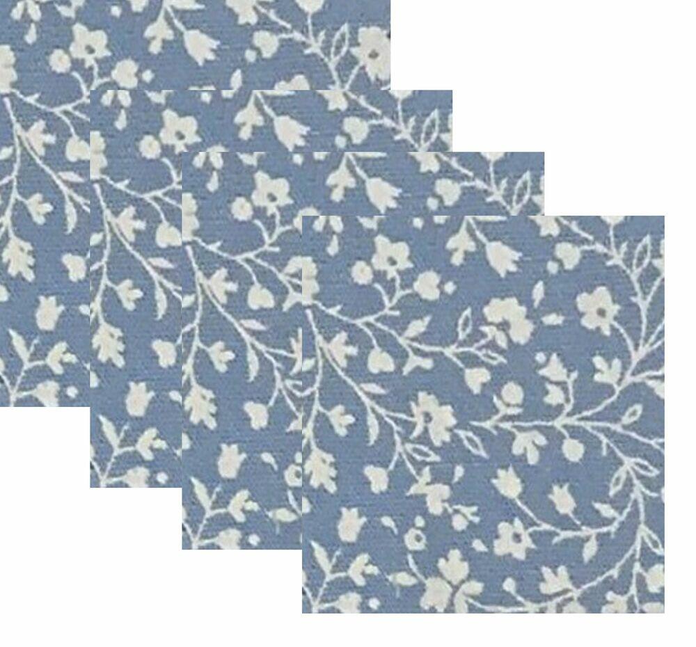 Kit Guardanapos Tricoline Estampado Azul 4 Peças Casa&Ideia