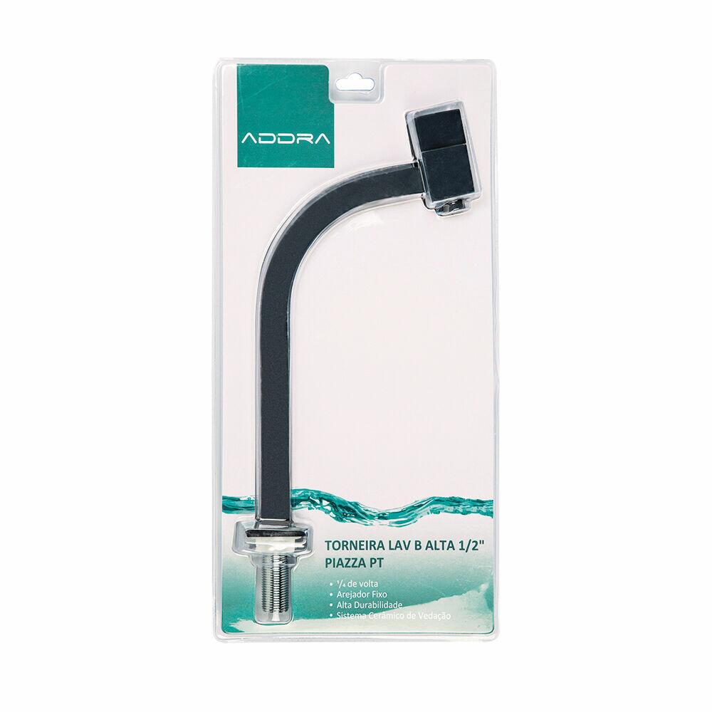 Torneira para Banheiro de Mesa Bica Alta 1/2 Lyn Cub Preto Addra