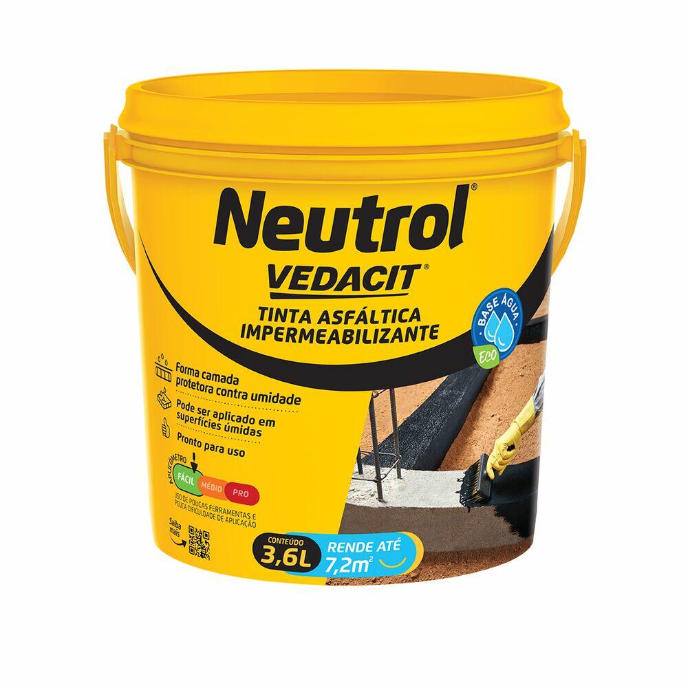 Impermeabilizante Neutrol Base agua Preto 3,6L (isol2) Vedacit