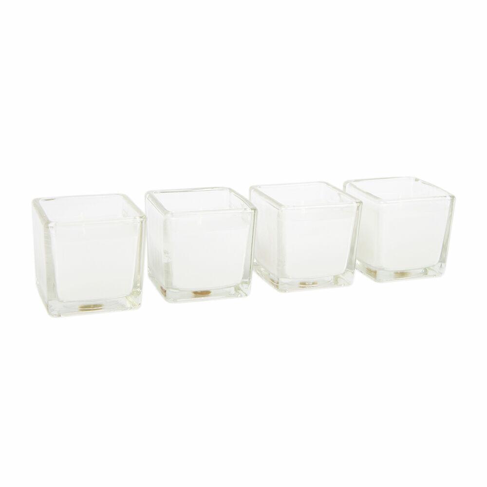 Kit com 4 Velas de Vidro Quadrado 5x5 Diagonal