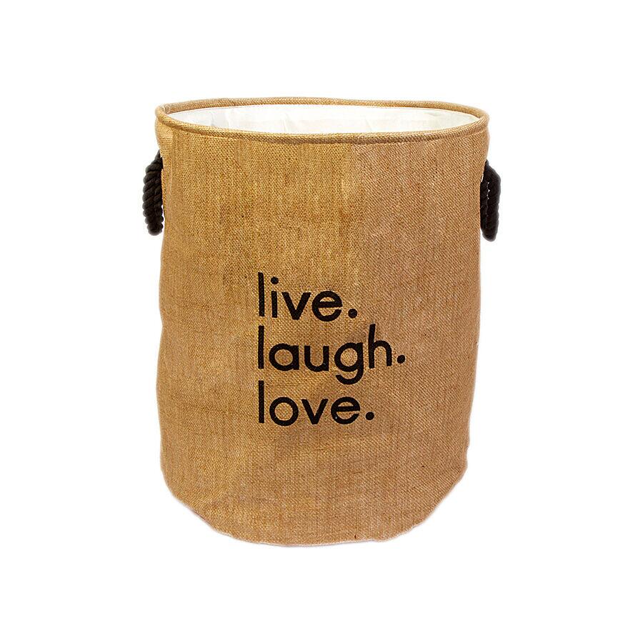 Cesto Live Laugh Love Marrom 50x40cm Casa&Ideia