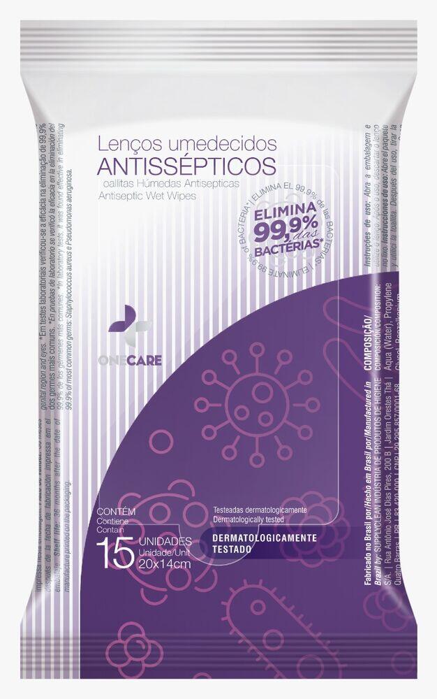 Toalha Umedecida Supplyclean Antisséptico com 15 Unidades
