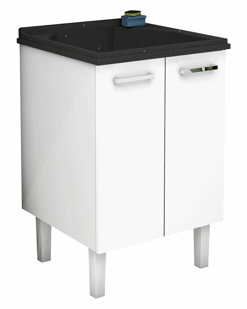 Balcão com Tanque Aço Max 60cm Preto Cozimax