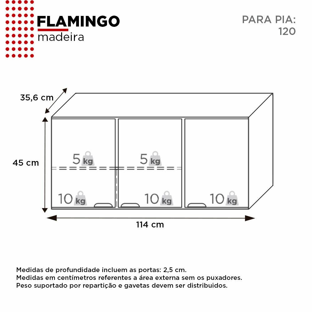 Armário Aéreo Flamingo 114cm Tamarindo Preto Cozimax