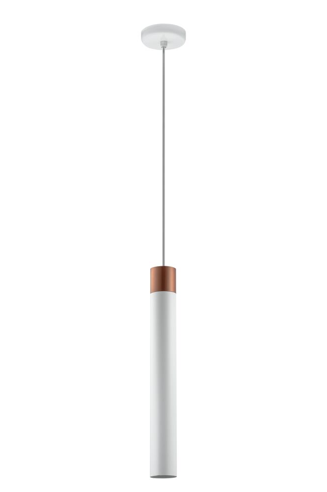 Pendente Dital 1 Lâmpada Tubo E27 Branco/Cobre