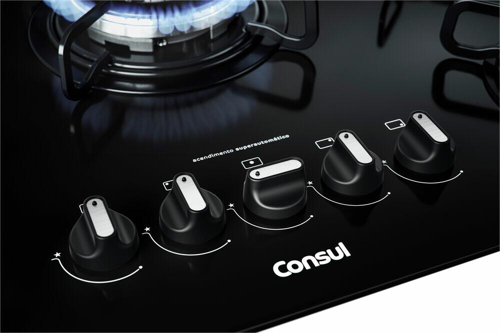 Cooktop a Gás CDD75AE 5 Bocas Preto Consul