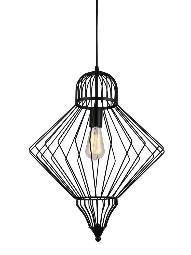 Pendente Taschibra 1 Lâmpada Prisma E27 Preto