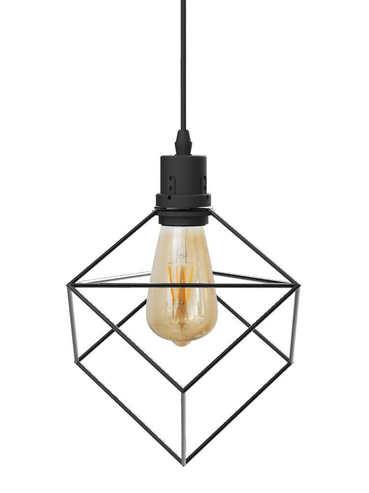 Pendente Taschibra 1 Lâmpada Cube E27 Preto