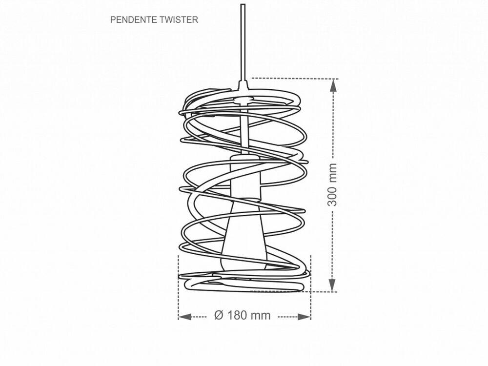 Pendente Taschibra 1 Lâmpada Twister E27 Preto