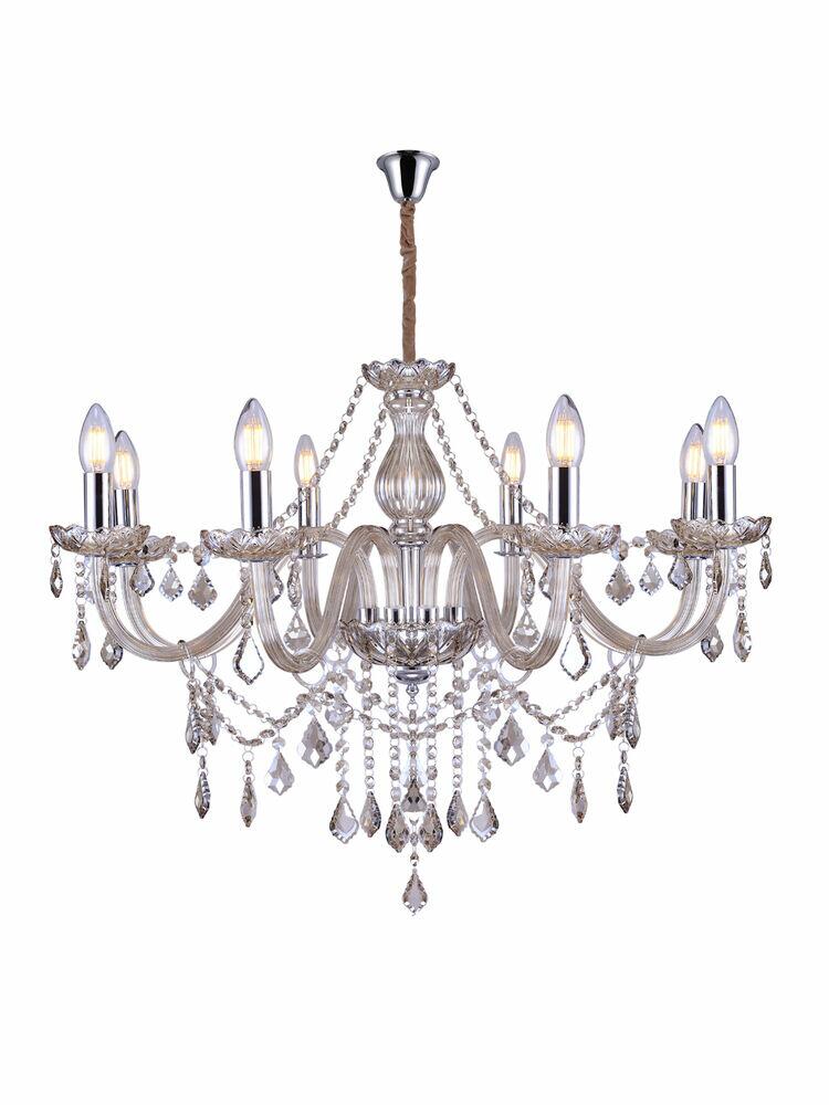Lustre Taschibra Glam 8 Lâmpadas E14 Conhaque