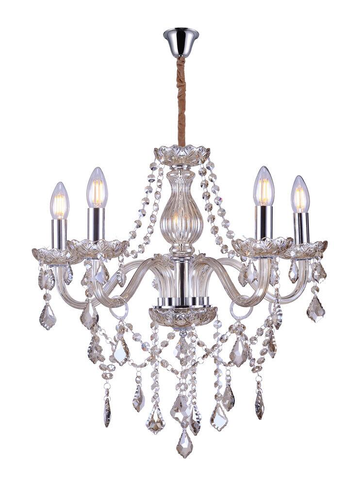 Lustre Taschibra Glam 5 Lâmpadas E14 Conhaque