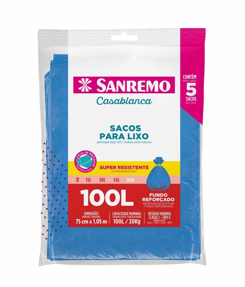 Saco para Lixo Sanremo Reforçado 100L 5 Peças