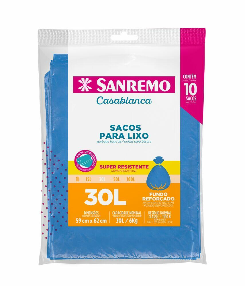 Saco para Lixo Sanremo Reforçado 30L 10 Peças
