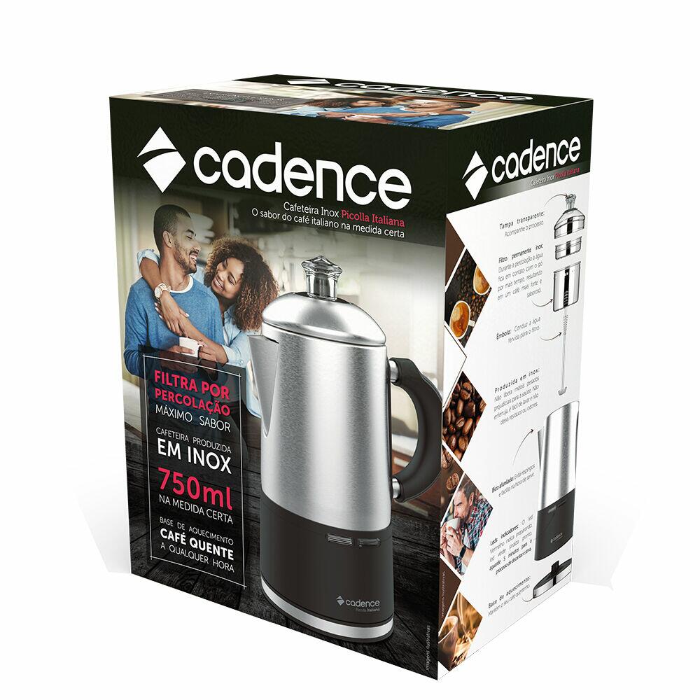 Cafeteira Italiana CAF105 750ml Inox/Preto Cadence