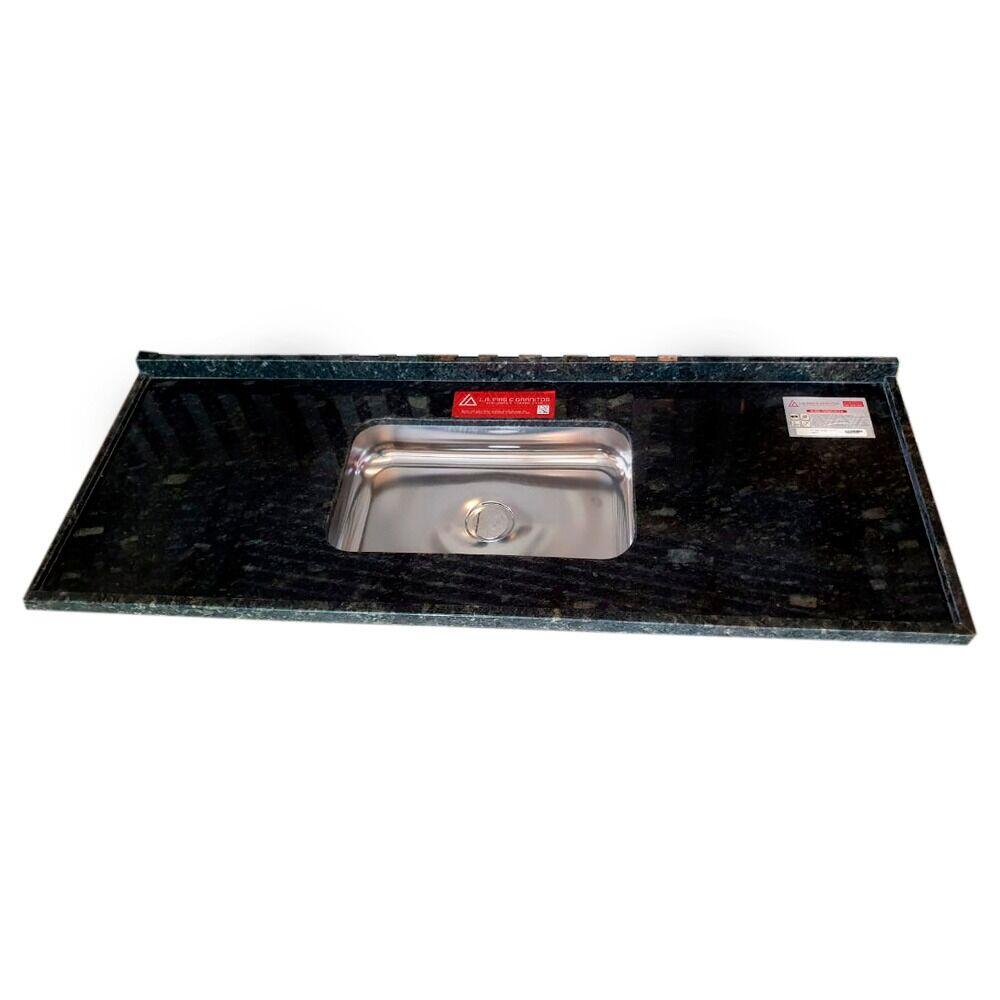 Pia de Cozinha L A Pias e Granitos Standard 120x56cm Granito Verde Ubatuba