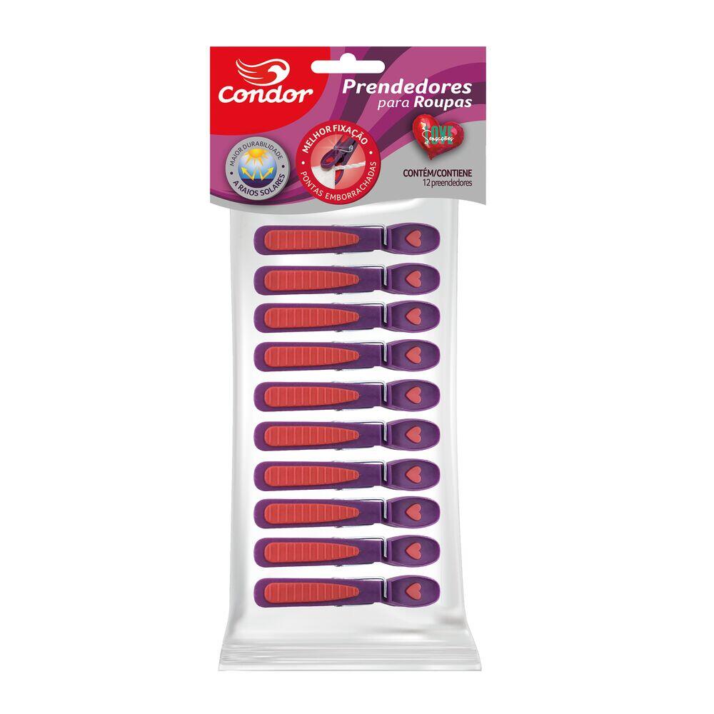Prendedor de Roupa Condor 12 Peças Vermelho