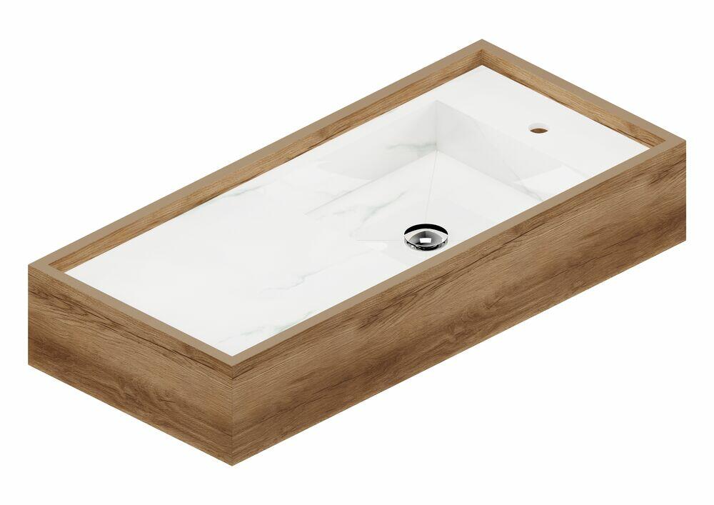Bancada de Porcelanato para Banheiro Reverse Michelangelo 10050OF Polido 100x45x18cm Portobello