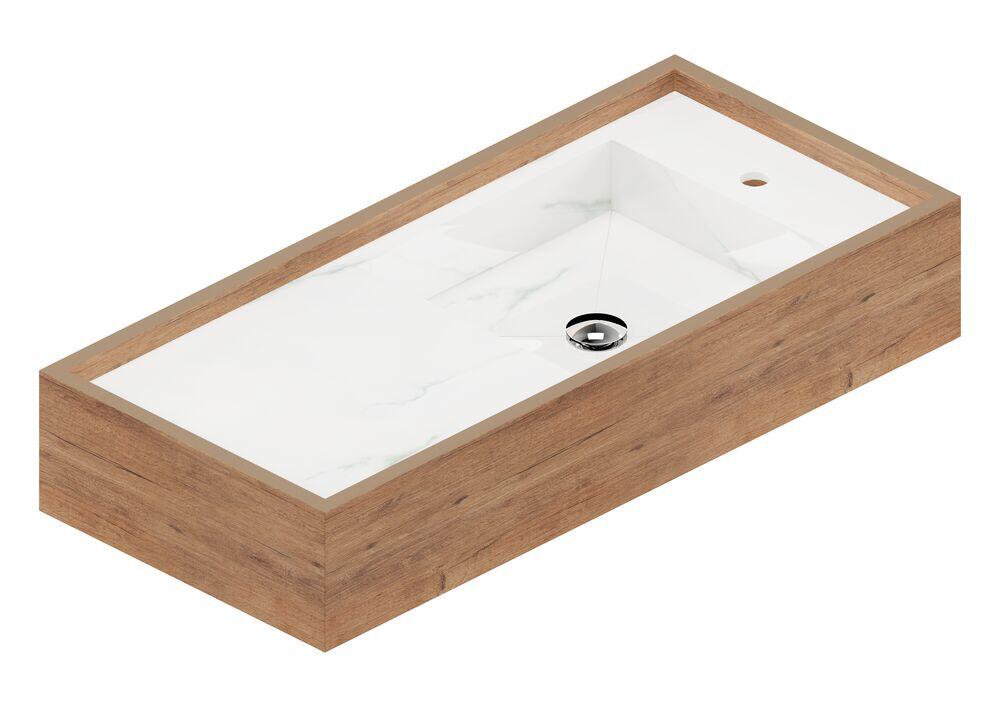 Bancada de Porcelanato para Banheiro Reverse Michelangelo 10051OF Polido 100x45x18cm Portobello