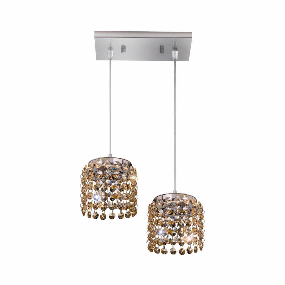 Pendente Bronzearte 2 Lâmpada Milano Cristal 38031V2 G9 Ambar