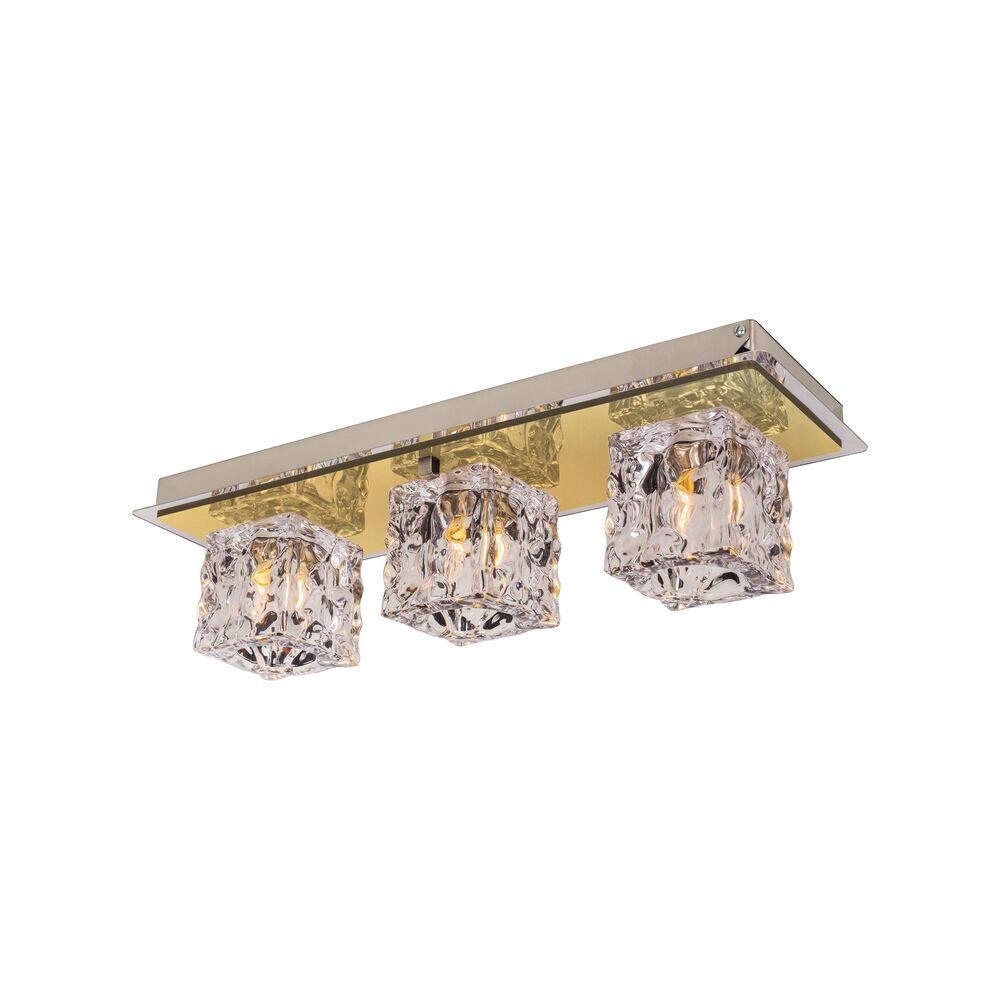Plafon Metálico Bronzearte 3 Lâmpadas Frost 38287 Dourado