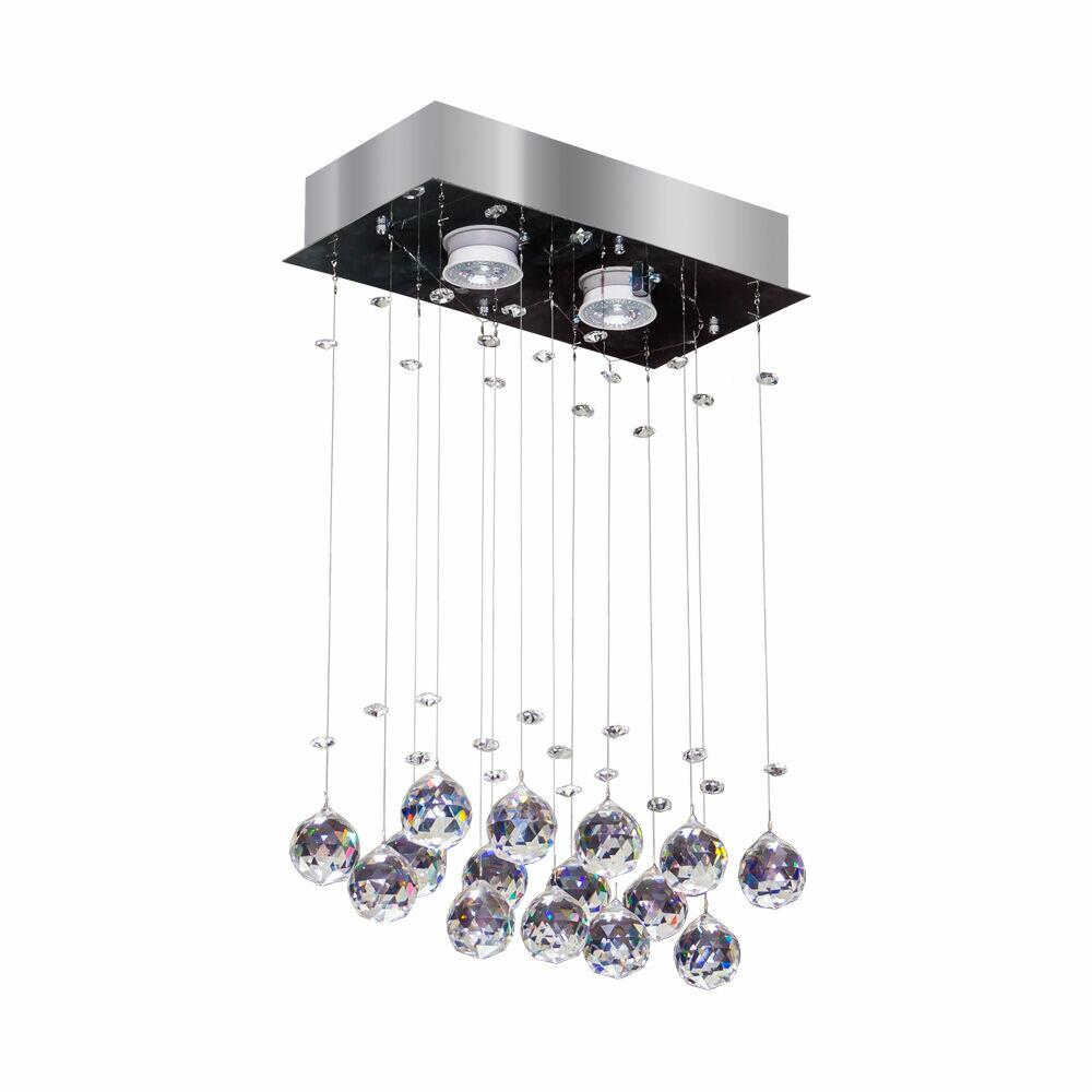 Plafon Bronzearte 2 Lâmpadas Crystal Ball 35625 Cromo