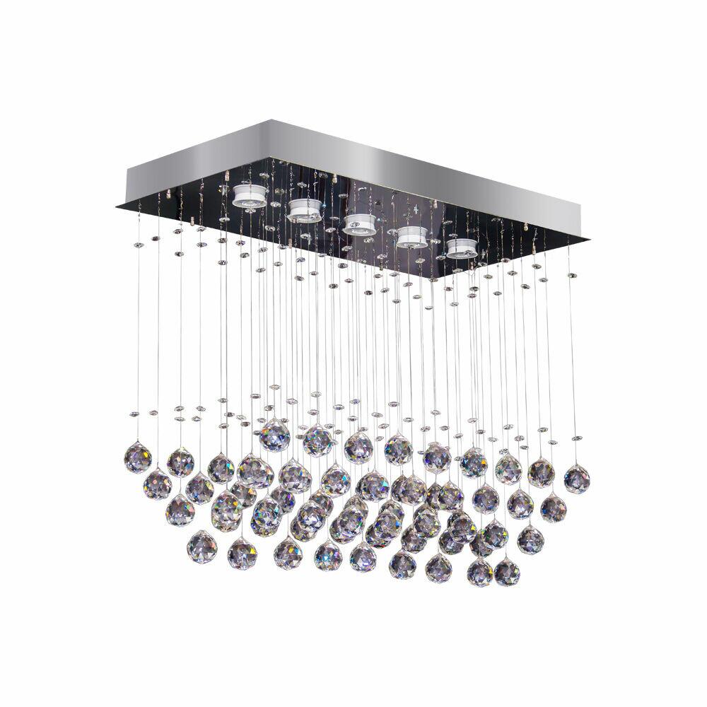 Plafon Bronzearte 5 Lâmpadas Crystal Ball 35627 Cromo