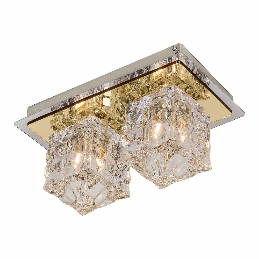 Plafon Metálico Bronzearte 2 Lâmpadas Frost 38284 Dourado