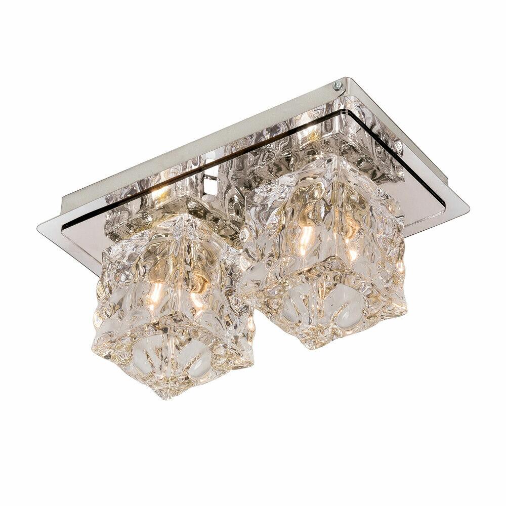 Plafon Metálico Bronzearte 2 Lâmpadas Frost 38286 Inox