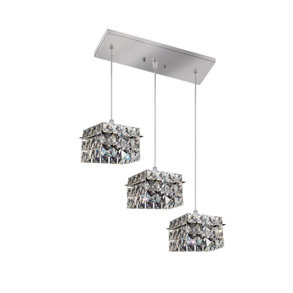 Pendente Bronzearte 3 Lâmpadas Lyon 38133V2 G9 Cromo