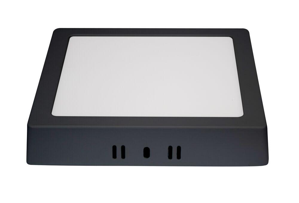 Painel Sobrepor LED Quadrado Preto 12w 3.000k Luz Branco Quente Blumenau Iluminação