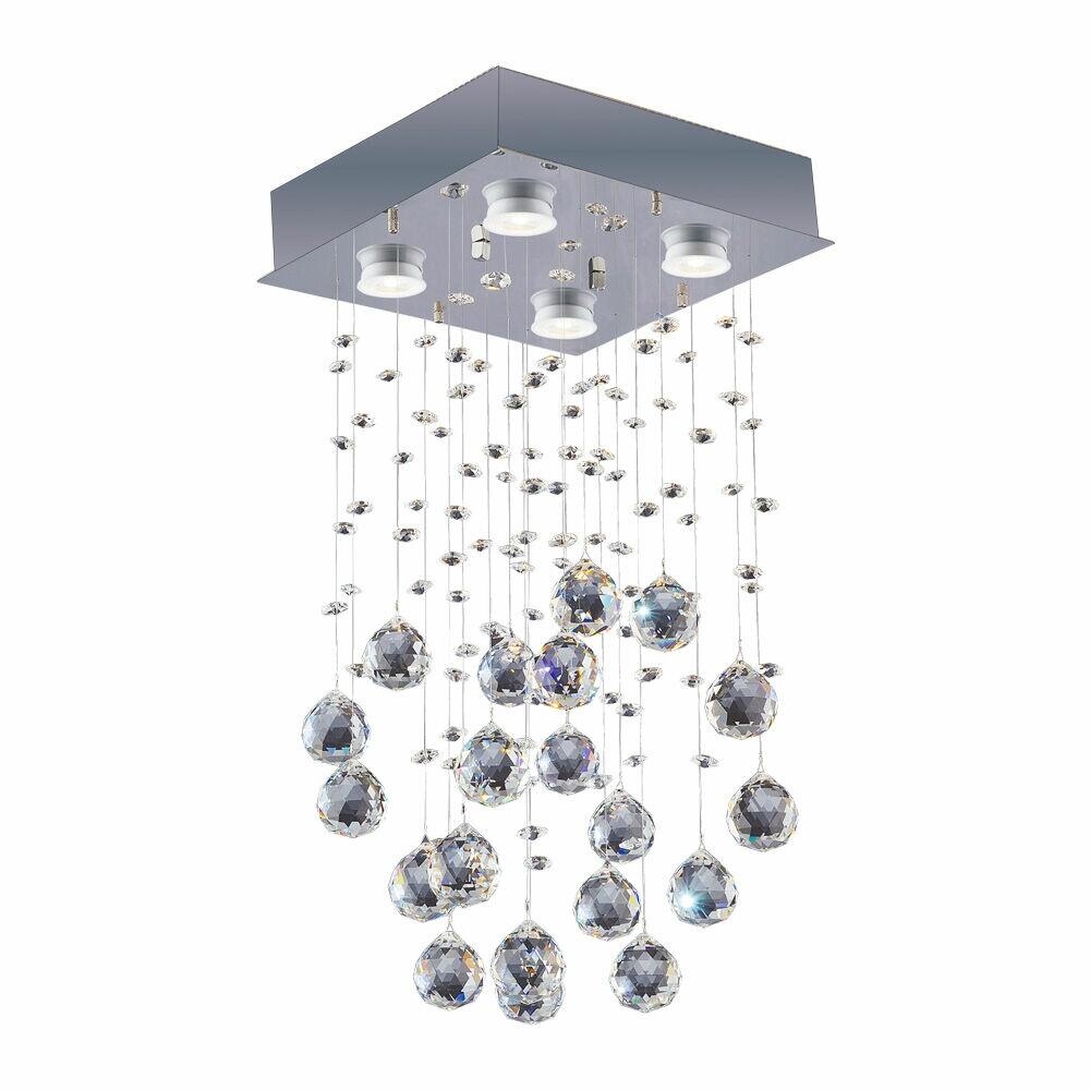 Plafon Bronzearte 4 Lâmpadas Crystal Spiral 30954 GU10 Cinza