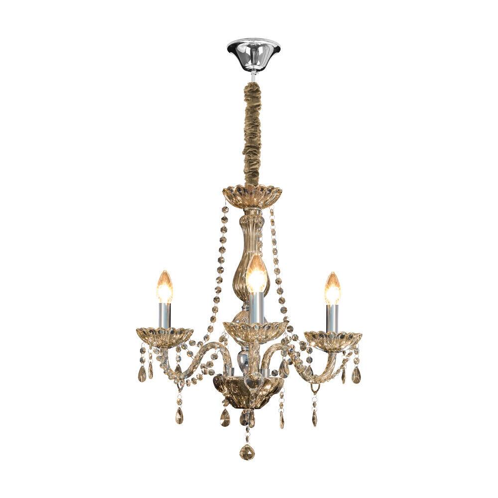 Lustre Bronzearte Clássico 3 Lâmpadas E14 Ambar