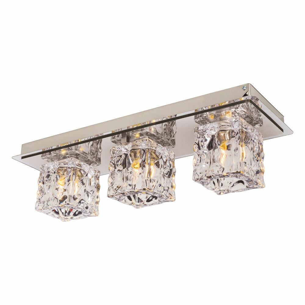 Plafon Metálico Bronzearte 3 Lâmpadas Frost 38289 Inox