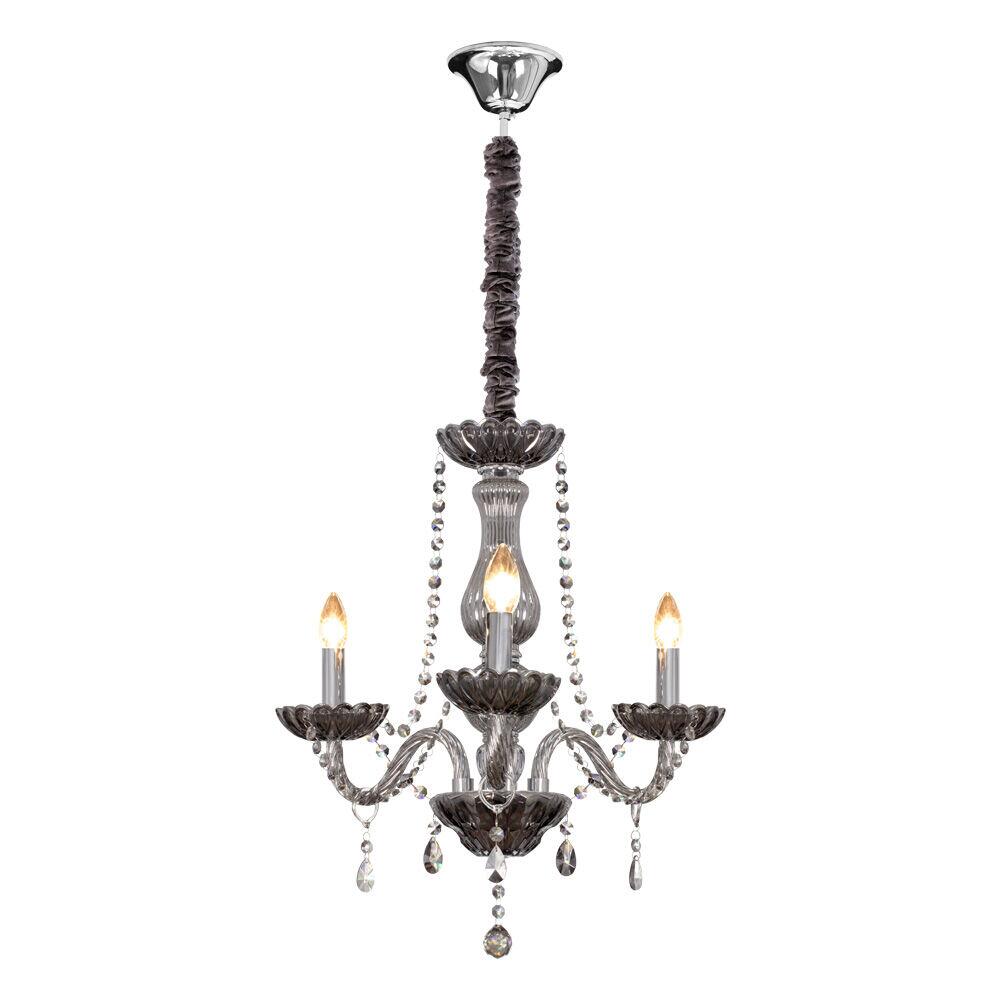 Lustre Bronzearte Clássico 3 Lâmpadas E14 Fume