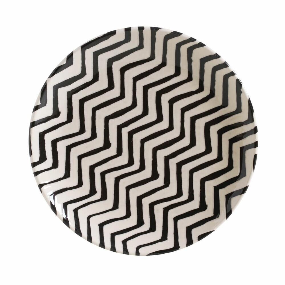 Prato de Sobremesa Porto Brasil Coup Chevron 20,5cm Estampado