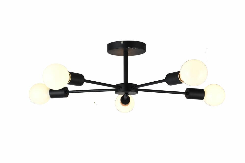 Plafon 5 Lâmpadas Taschibra Cyber E27 Preto