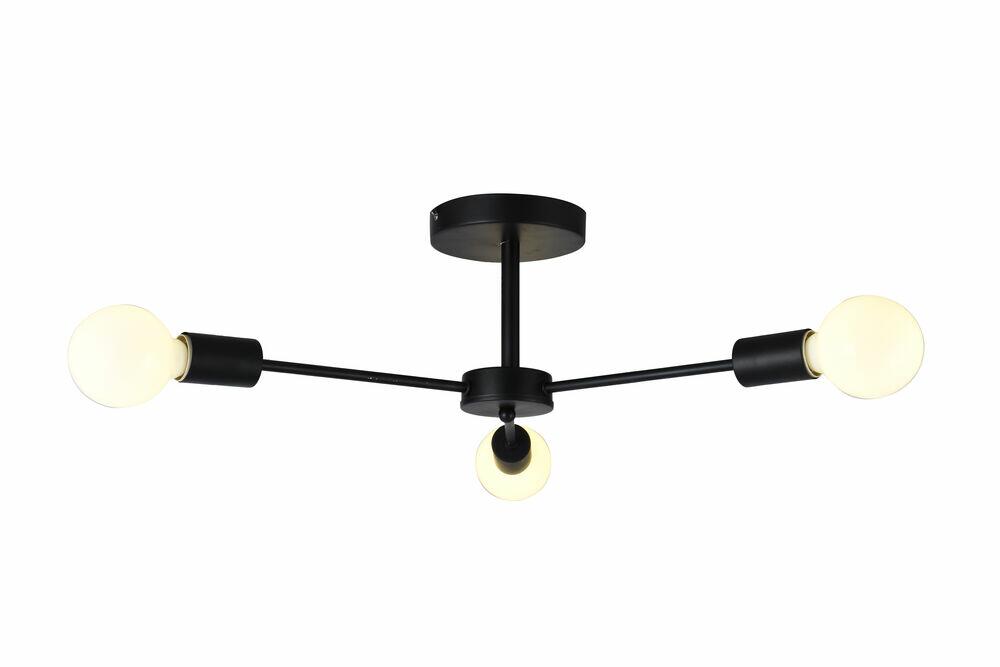 Plafon 3 Lâmpadas Taschibra Cyber E27 Preto